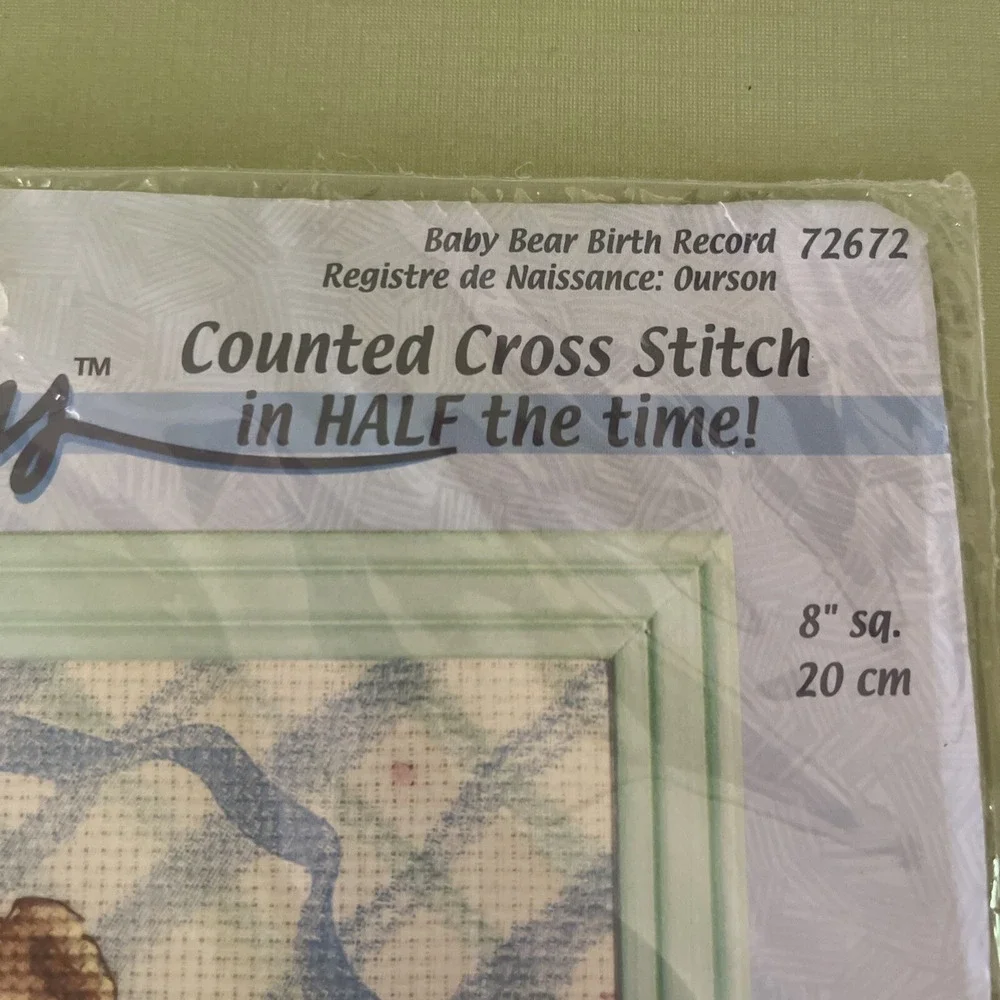 Dimensions Cross Stitch‎ Kit Baby Birth Announcement Record Teddy Bear 11 Count
